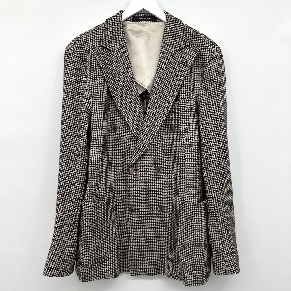 Oscar Jacobson‎ Double Breasted Erik Soft Blazer Size 54 Wool Blend Quiet Luxury